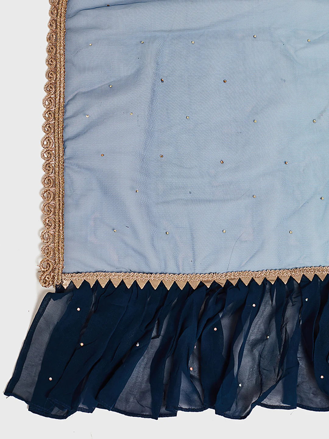 Neerus Navy Blue Color Silk Fabric Ghagra Set - Image 6