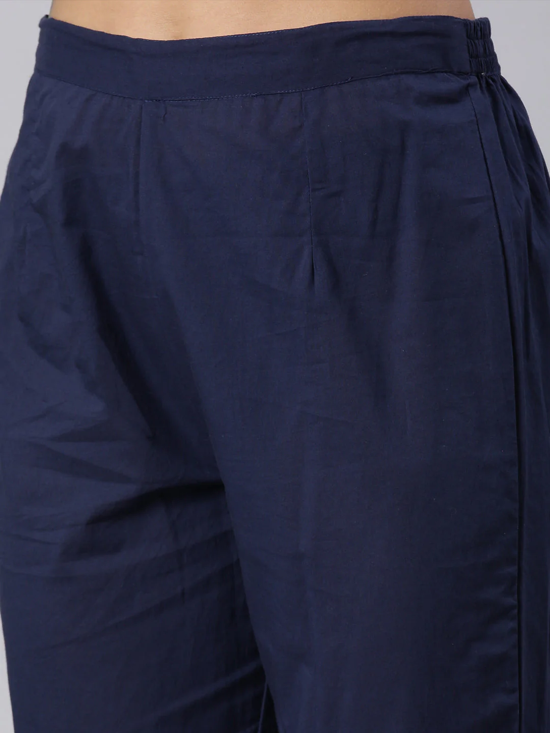 Neerus Navy Blue Panelled Printed Kurta And Trousers With Dupatta - Image 7
