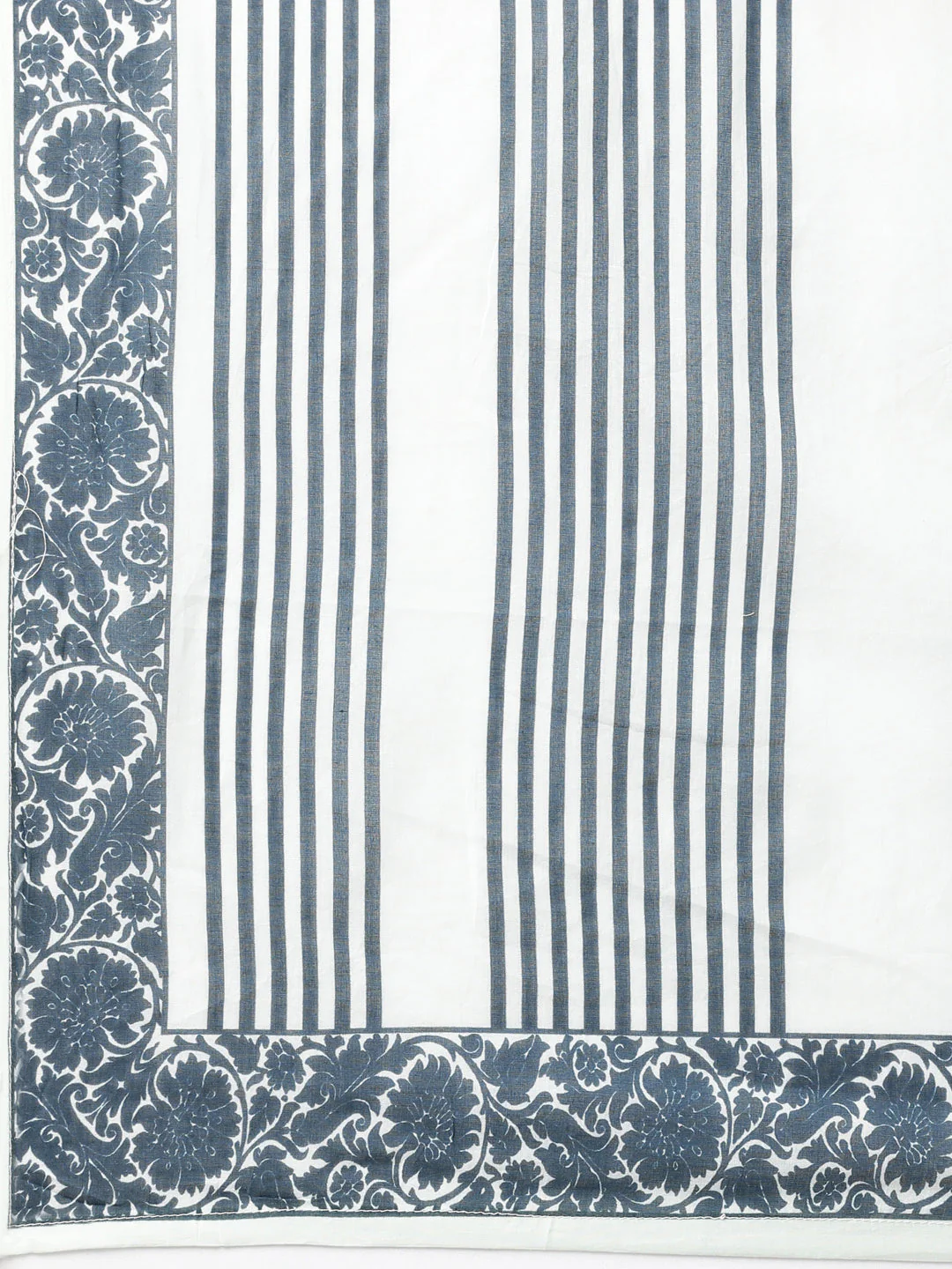 Neerus Navy Blue Panelled Straight Printed Kurta And Trousers With Dupatta - Image 8