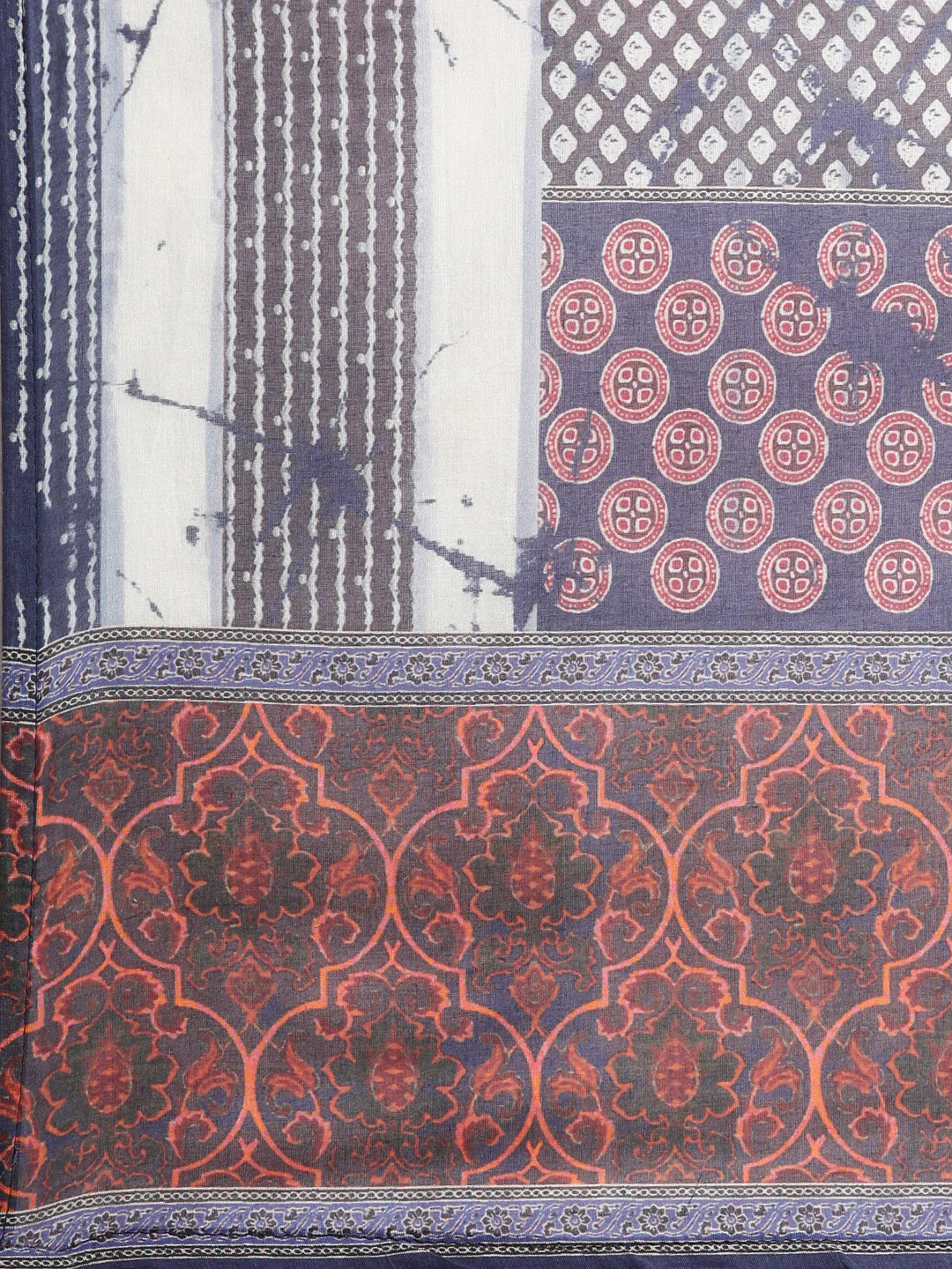 Neerus Navy blue Printed Straight Kurta and Trousers With Dupatta - Image 7