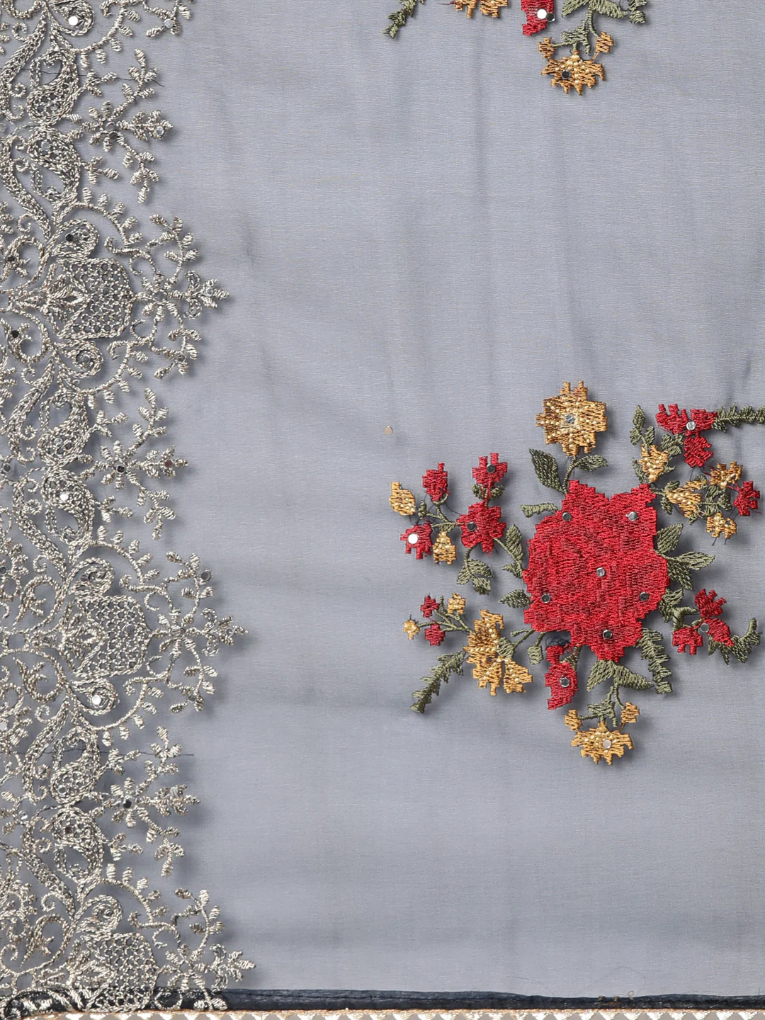 Neerus Navy Blue Regular Straight Floral Readymade suits - Image 7
