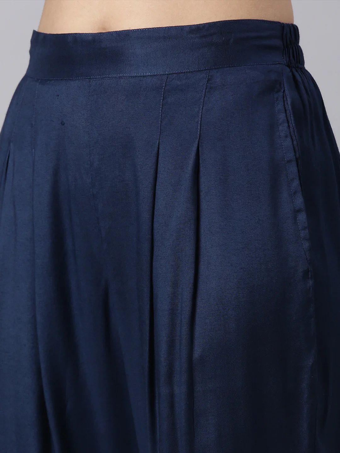 Neerus Navy Blue Regular Straight Kurta and Trousers With Dupatta - Image 6