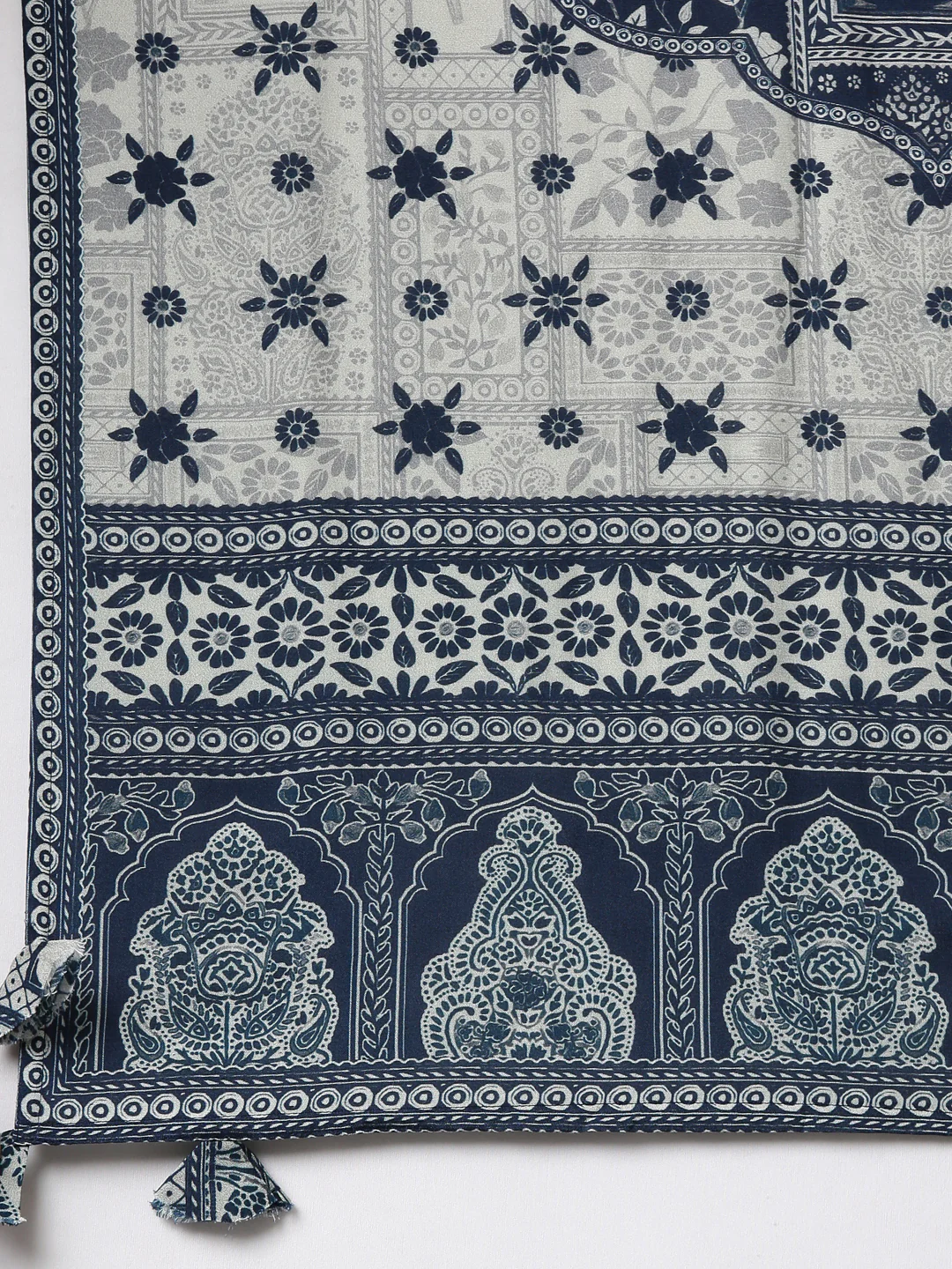 Neerus Navy Blue Regular Straight Kurta and Trousers With Dupatta - Image 7