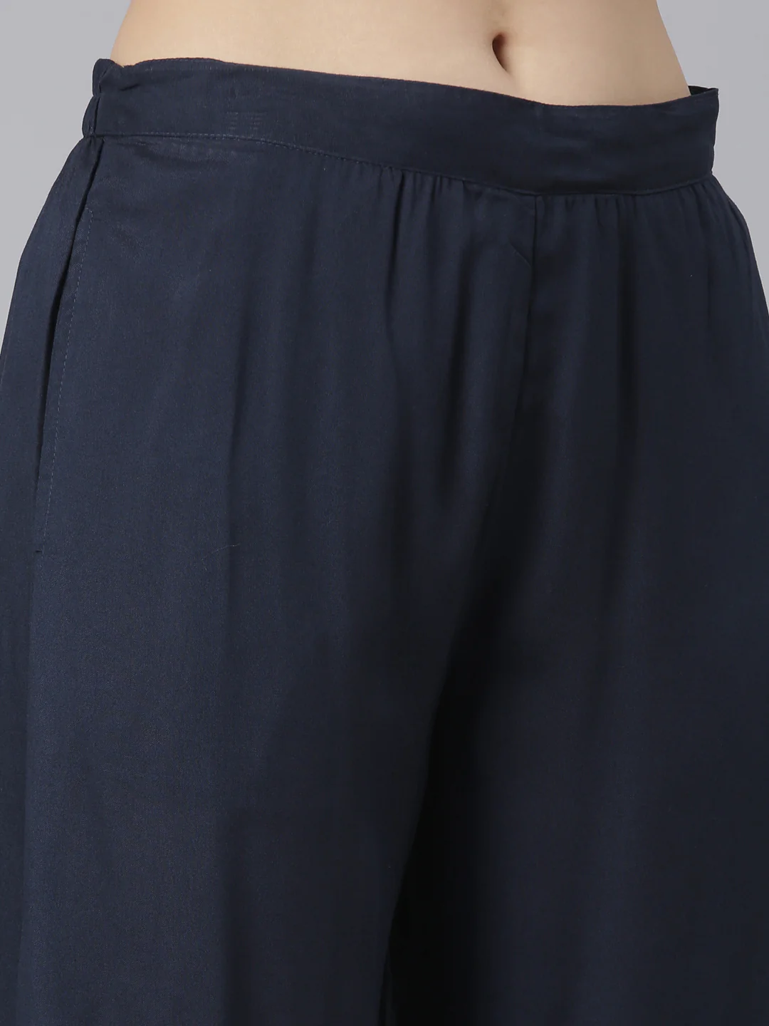 Neerus Navy Blue Regular Straight Tribal Top And Salwar With Jacket - Image 7