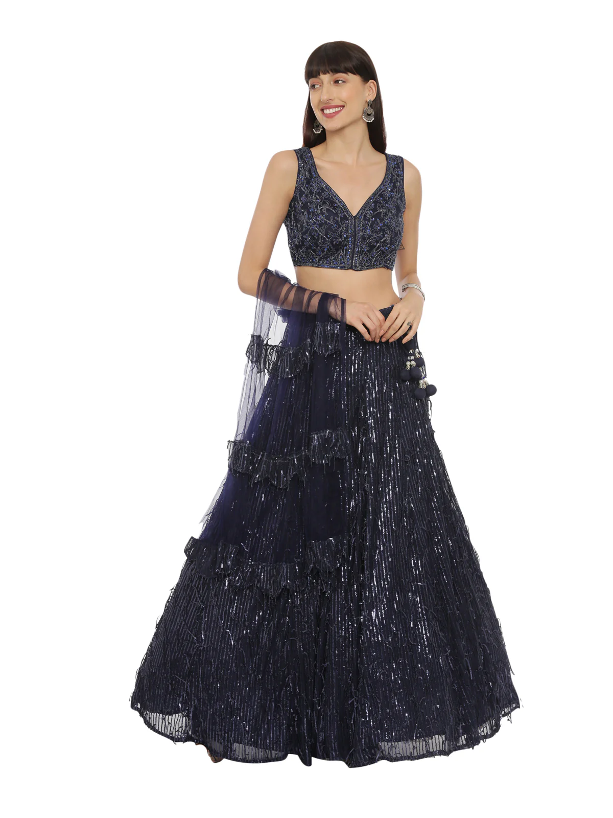 Neerus Navy Embellished Lehenga Set