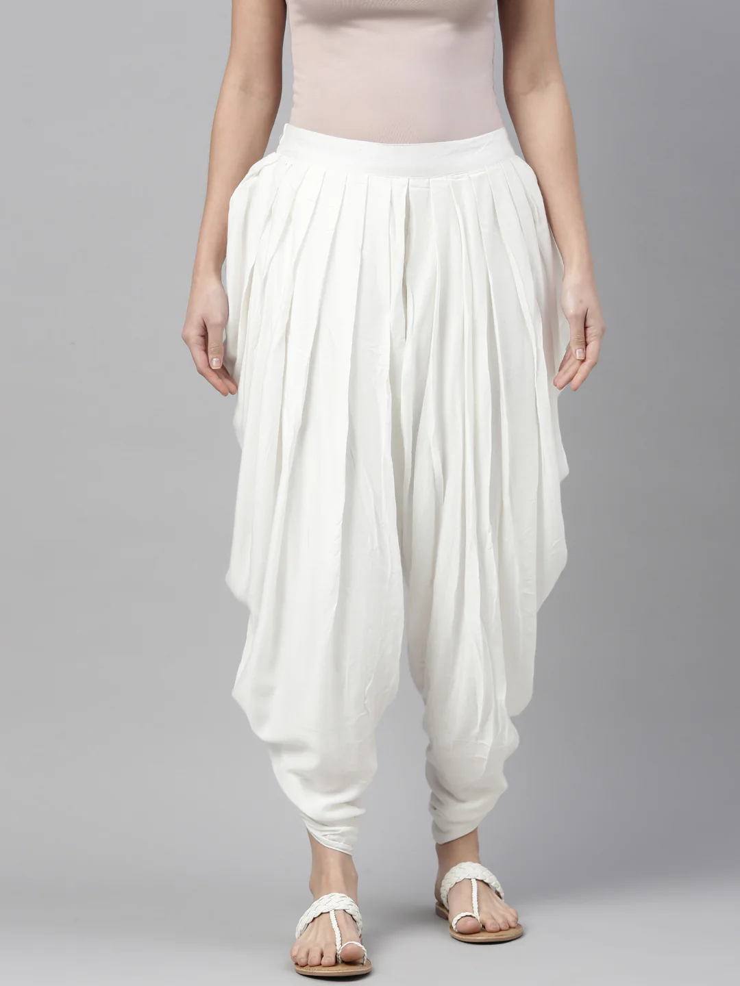 Neerus Off White Color Cotton Fabric Dhotti - Image 2