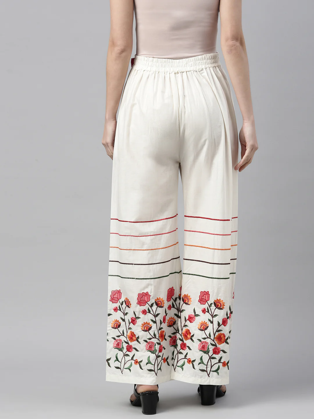 Neerus Off White Color Cotton Fabric Plazzo - Image 5