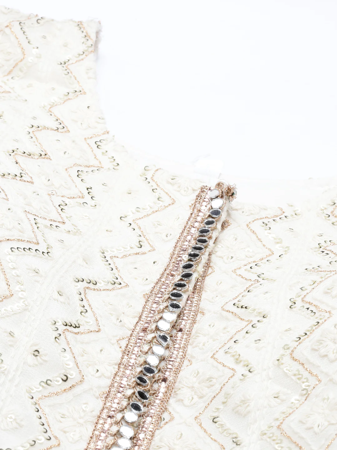 Neerus Off White Color Georgette Fabric Kurta Set - Image 2