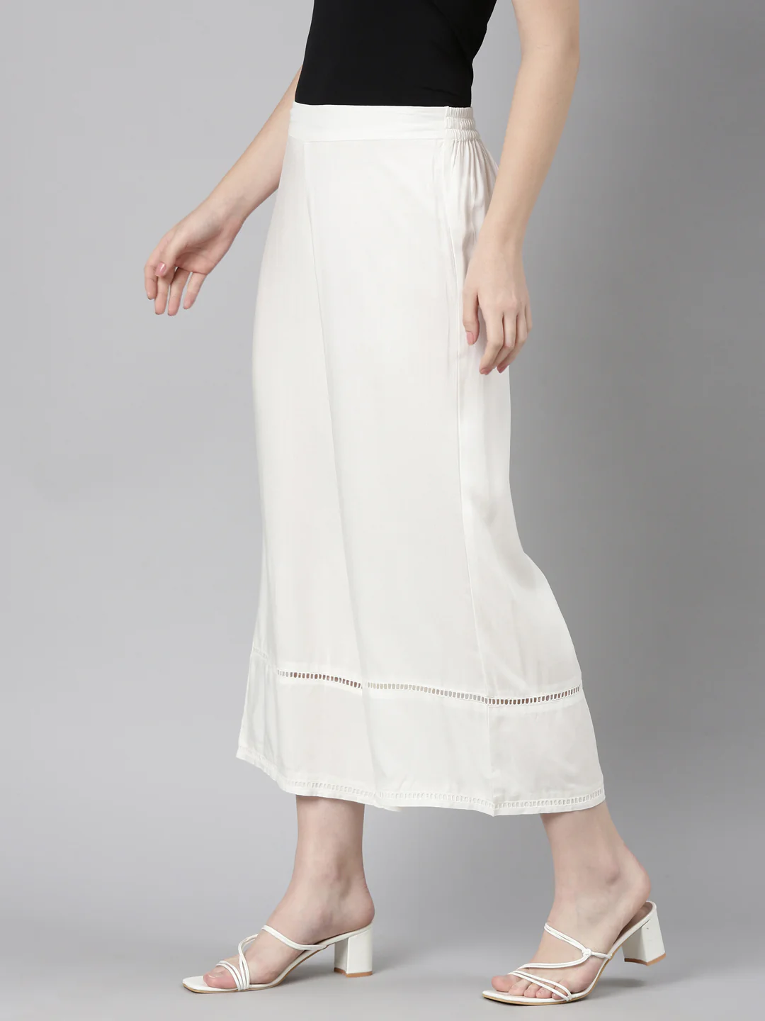 Neerus Off White Color Rayon Fabric Palazzo - Image 2