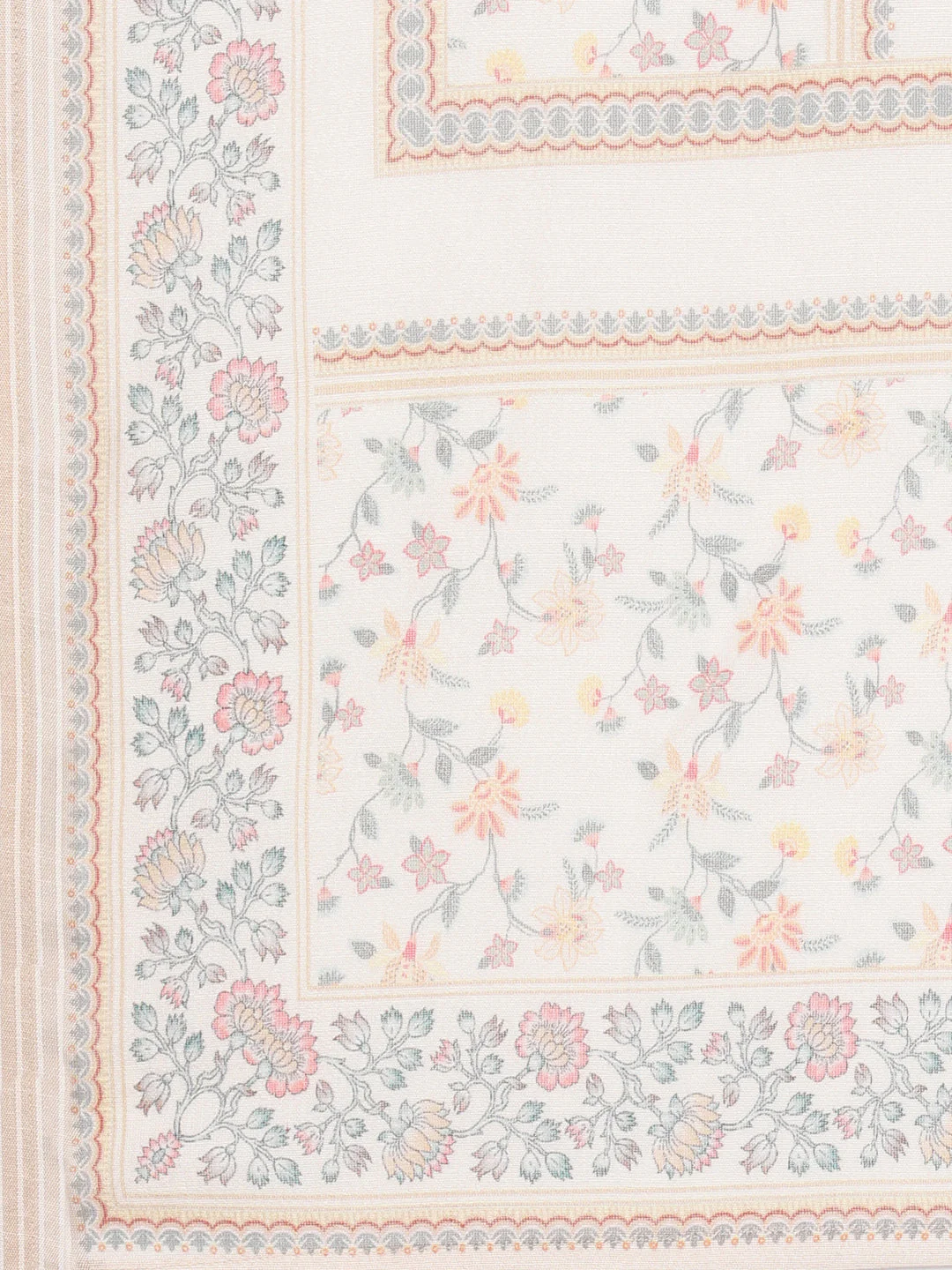 Neerus Off White Panelled Straight Printed Kurta And Trousers With Dupatta - Image 8