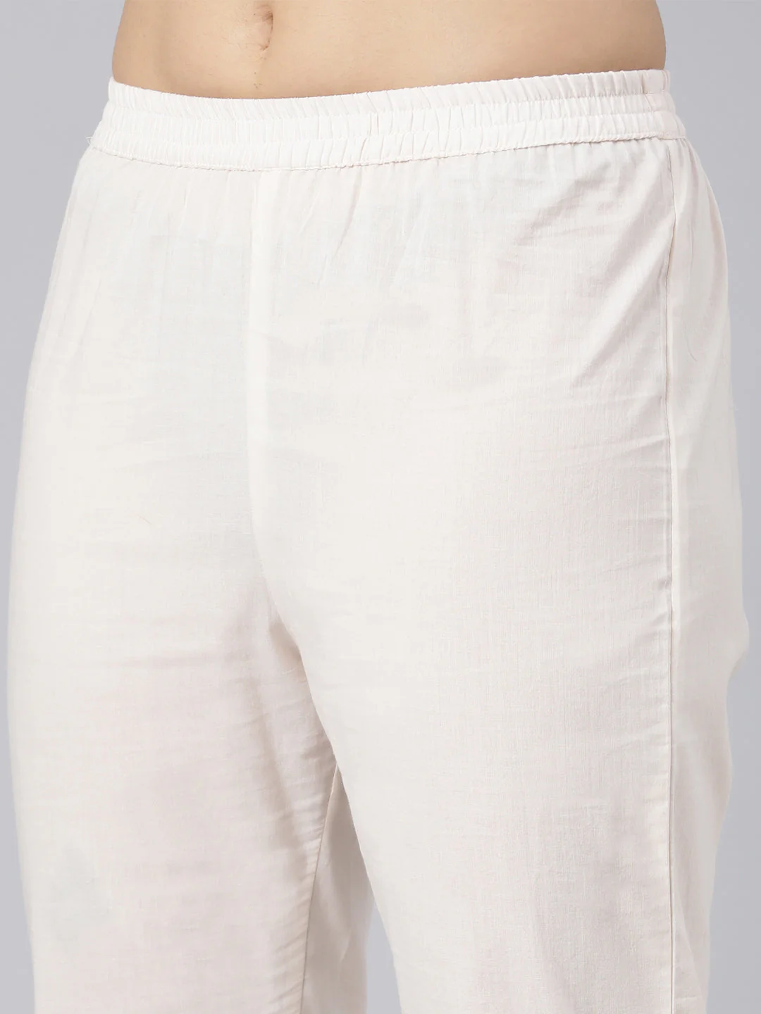 Neerus Off White Panelled Yoke Design Kurta And Trousers With Dupatta - Image 7