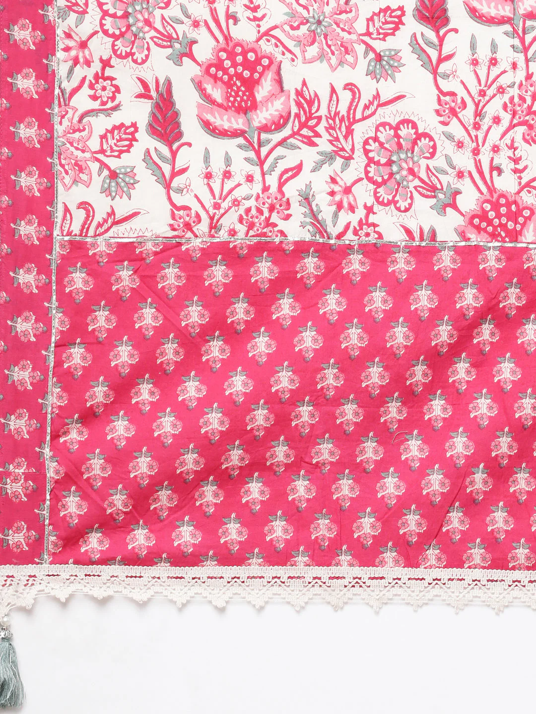 Neerus Off White Panelled Yoke Design Kurta And Trousers With Dupatta - Image 8