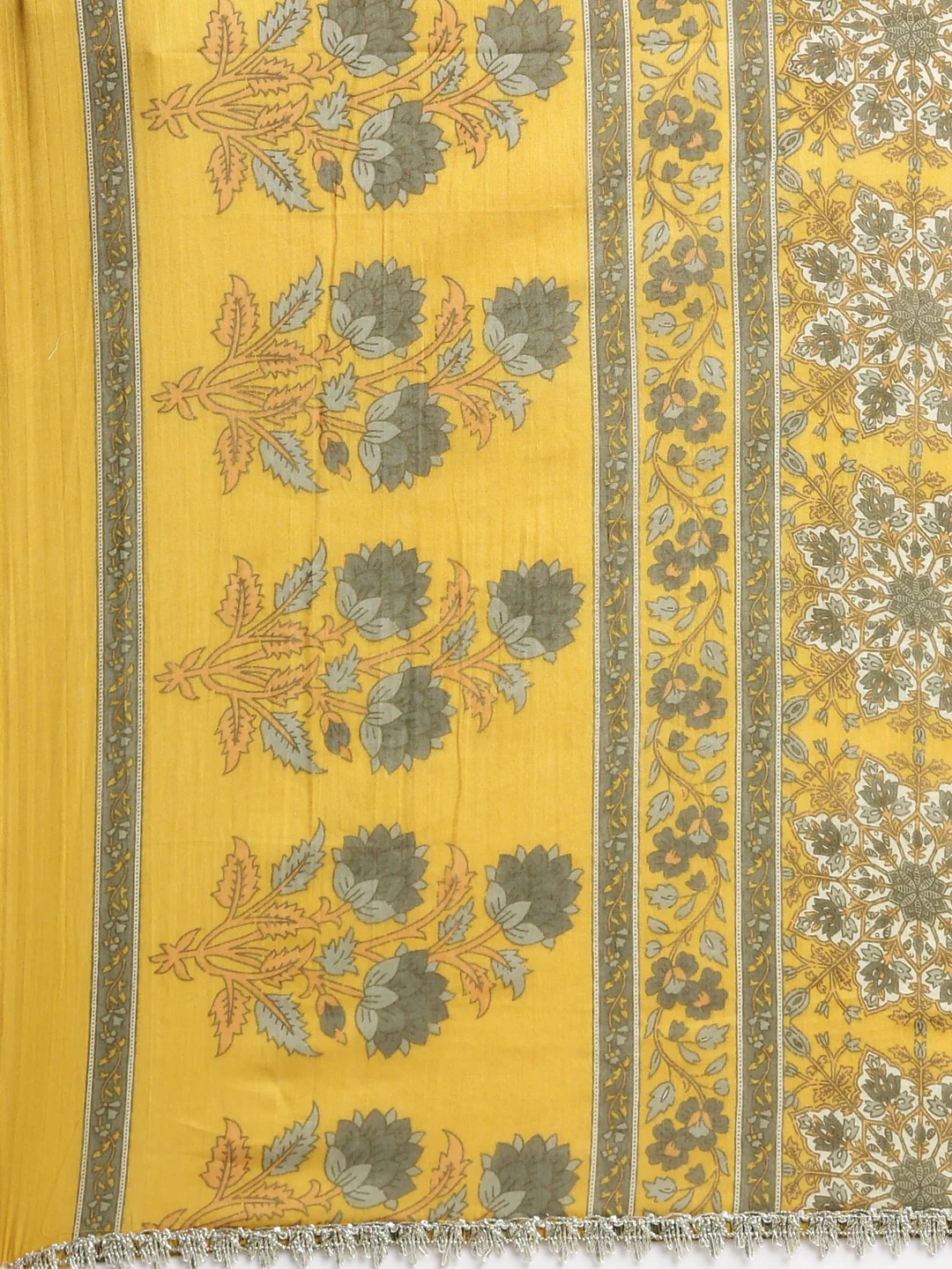 Neerus Mustard Printed Anarkali Kurta and Trousers With Dupatta - Image 6