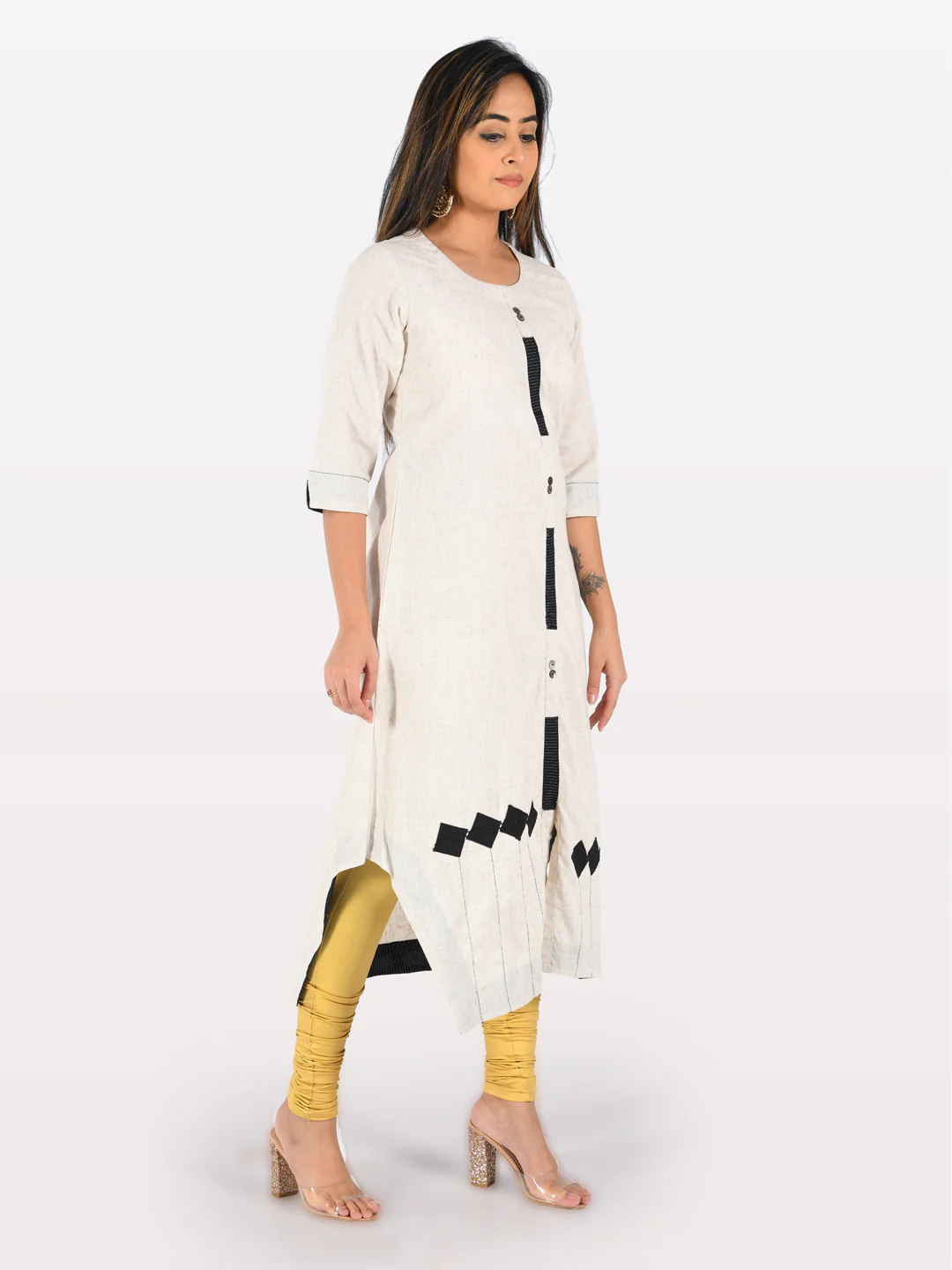 Neerus Off White Printed Straight Kurta - Image 2