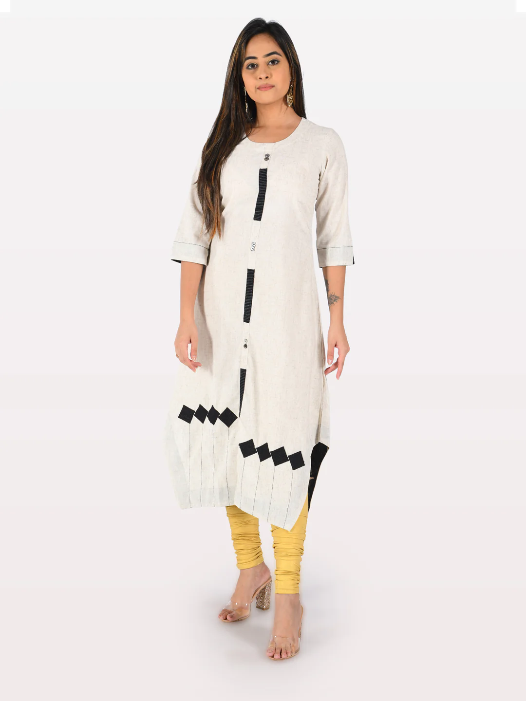Neerus Off White Printed Straight Kurta - Image 5