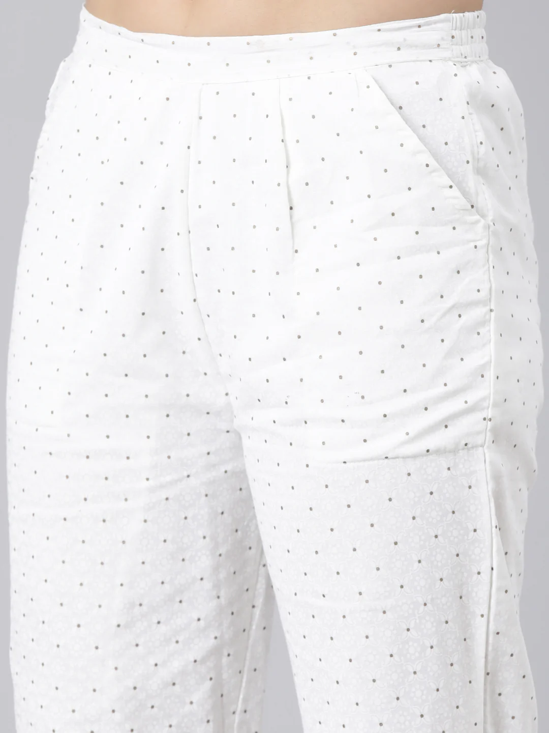 Neerus Off White Regular Straight Floral Kurta And Trousers With Dupatta - Image 6