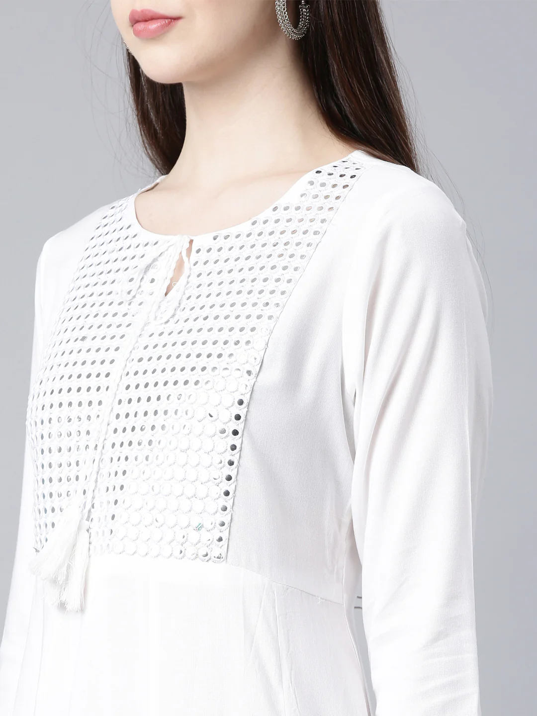 Neerus Off White Straight Casual Solid Anarkali Kurta - Image 5