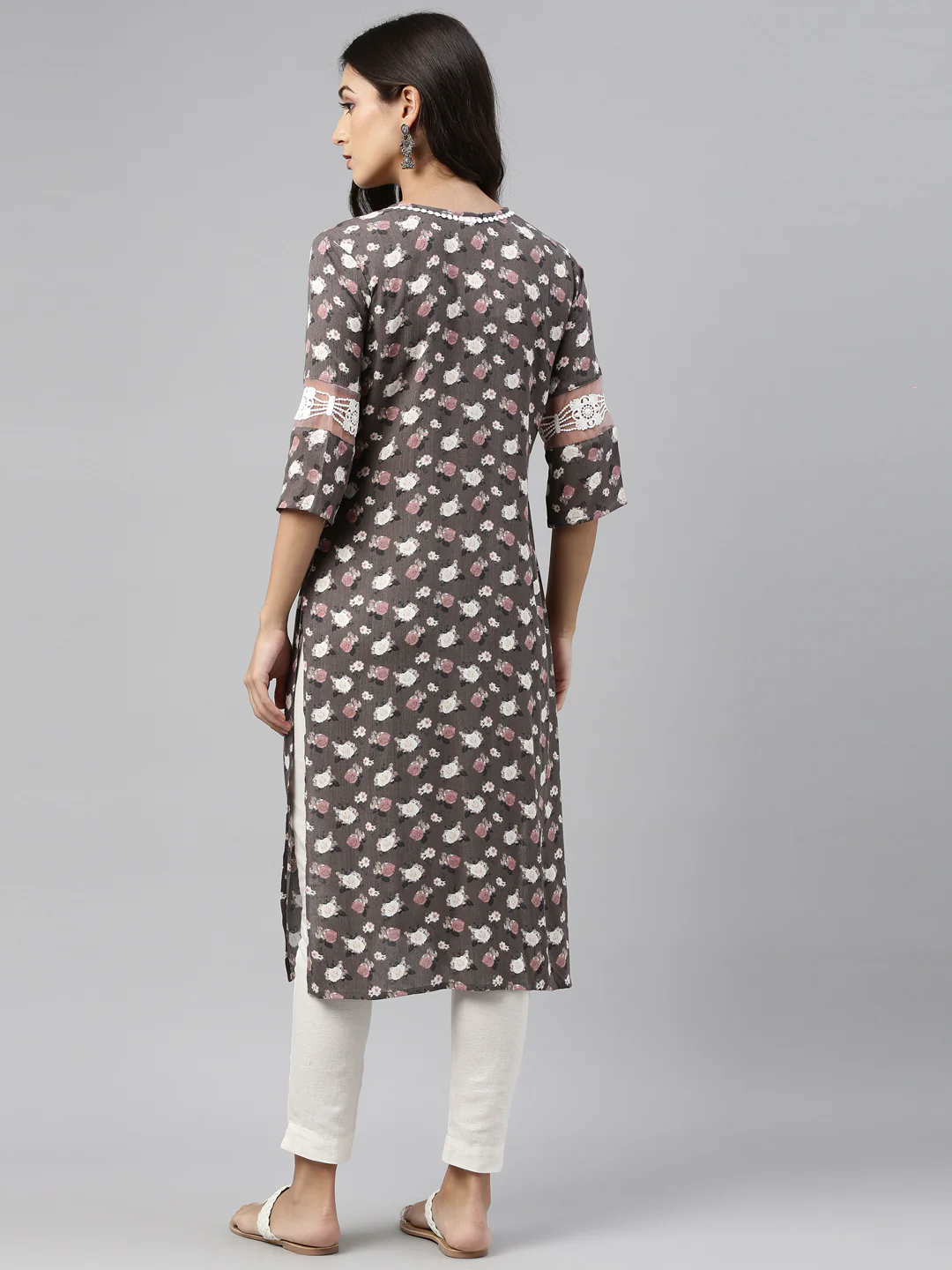 Neerus Olive Color Rayon Fabric Tunic - Image 5