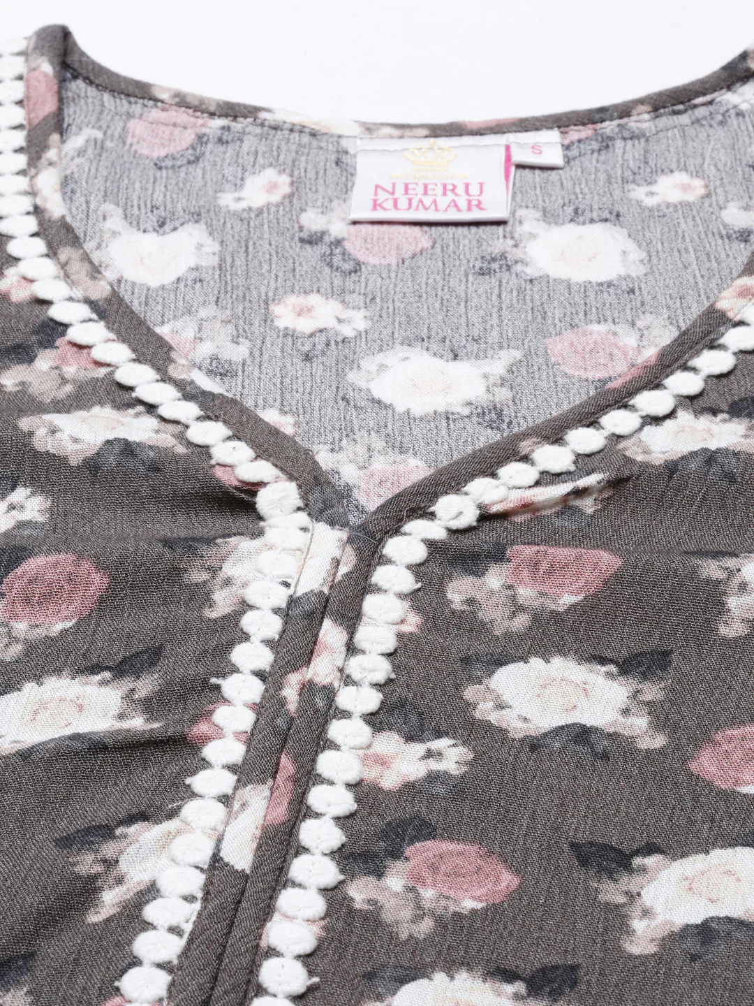 Neerus Olive Color Rayon Fabric Tunic - Image 8