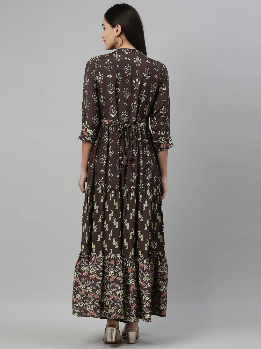 Neerus Olive Color Santoon Fabric Kurta - Image 5