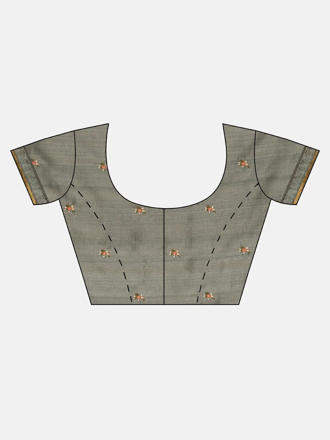 Neerus Olive Printed Saree With Blouse - Image 5