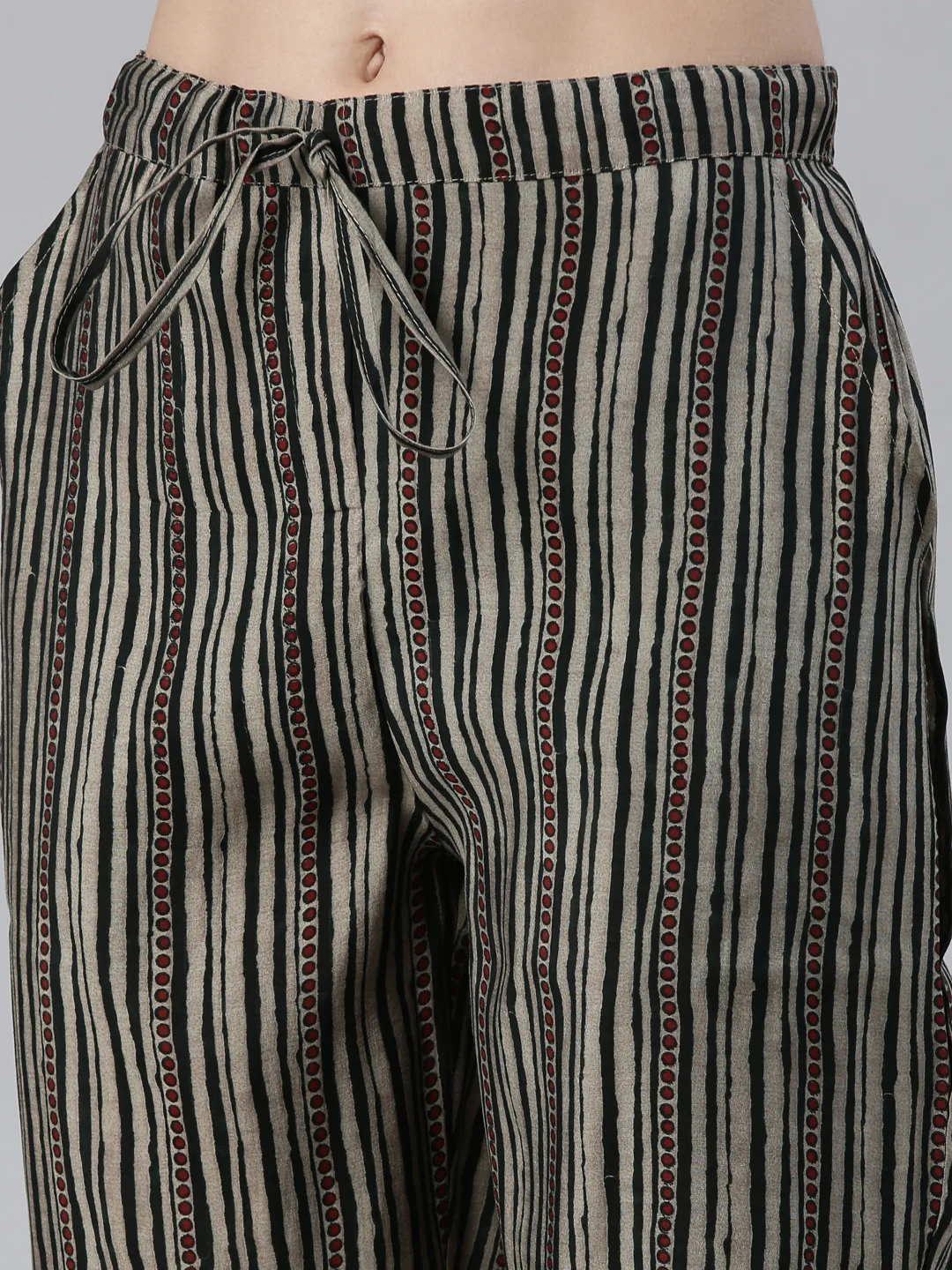 Neerus Olive Regular Knee Length Printed Kurta Printed Trousers With Dupatta - Image 5