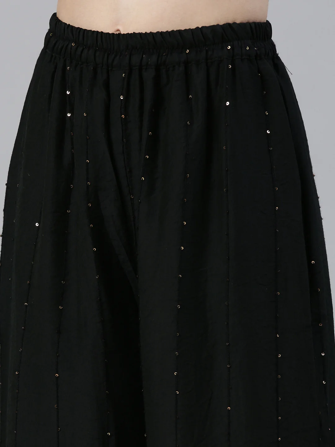 Neerus Olive Regular Knee Length Printed Kurta Solid Palazzos With Dupatta - Image 6