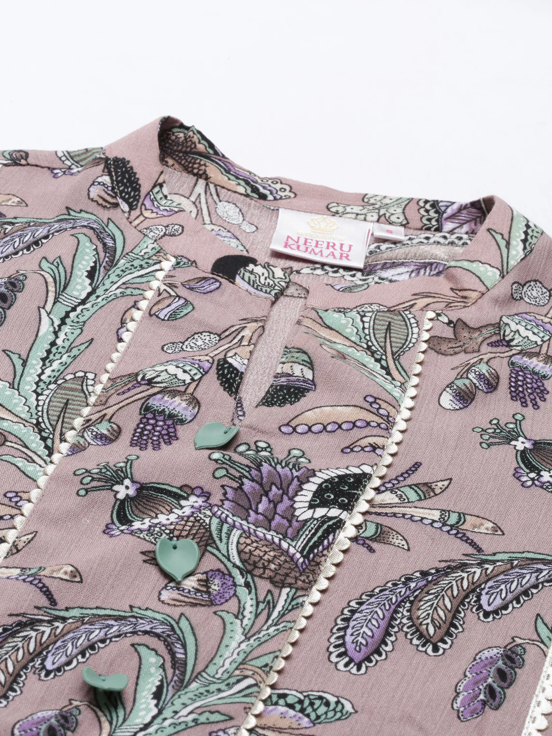 Neerus Onion Color Chiffon Fabric Kurta - Image 2