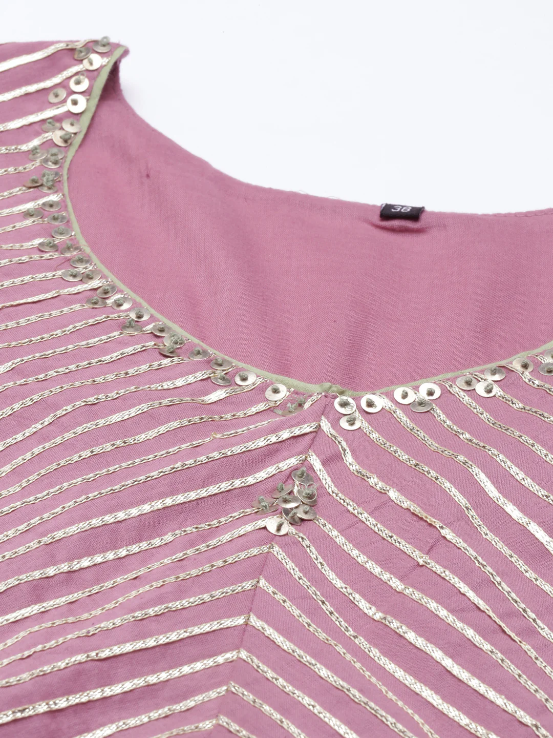 Neerus Onion Color Cotton Fabric Kurta - Image 6