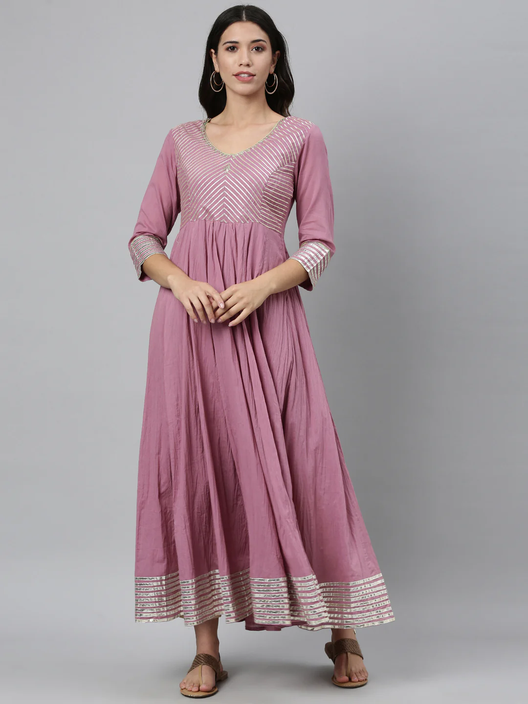 Neerus Onion Color Cotton Fabric Kurta - Image 8
