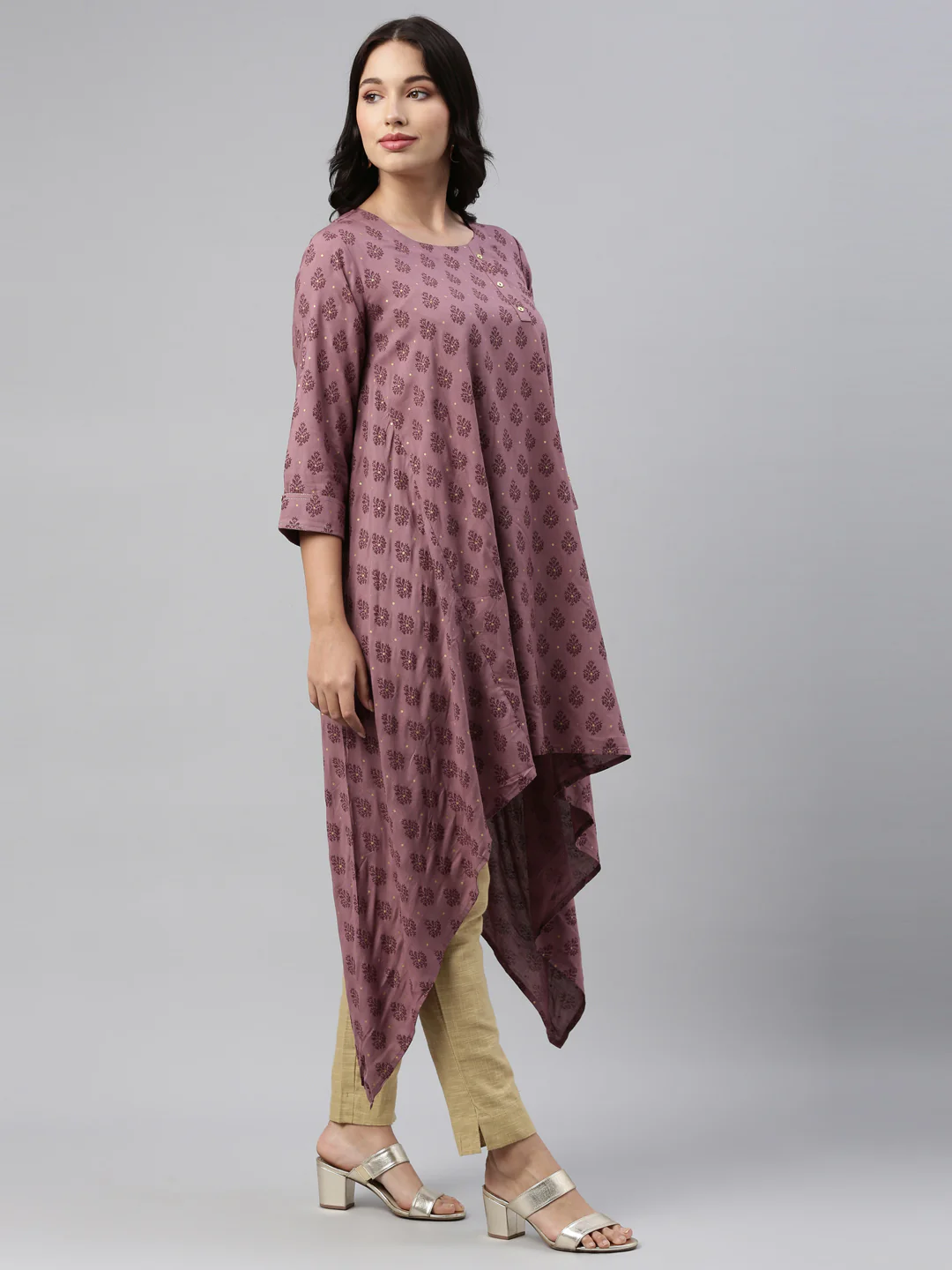 Neerus Onion Color Cotton Fabric Tunic - Image 4