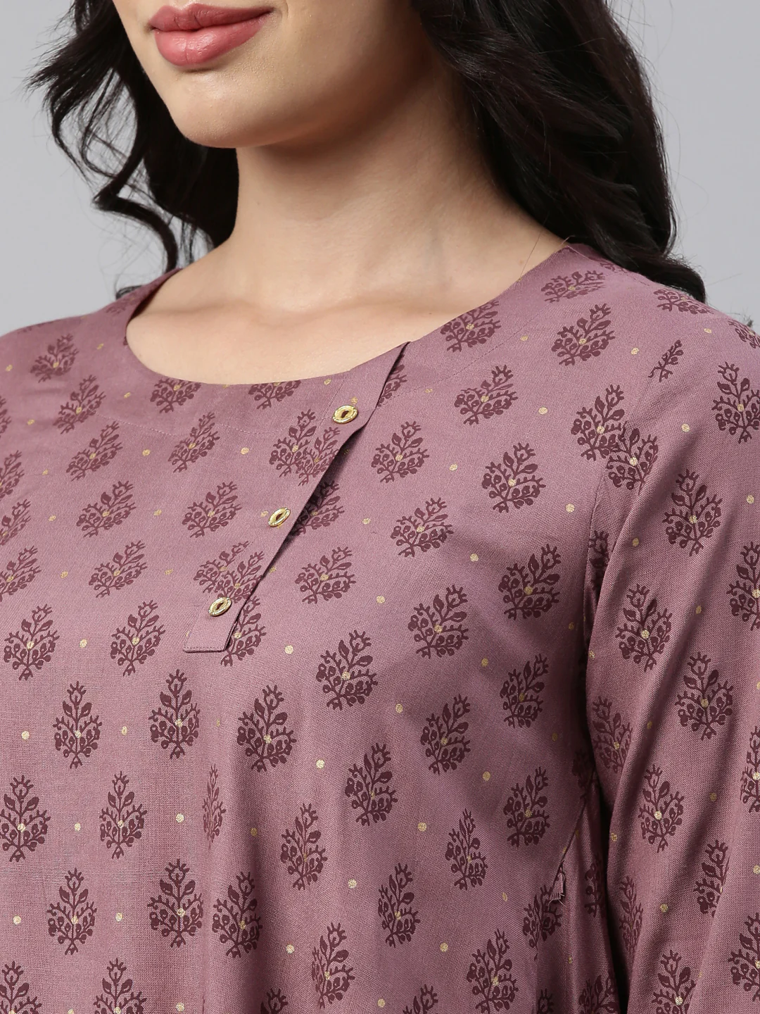 Neerus Onion Color Cotton Fabric Tunic - Image 6
