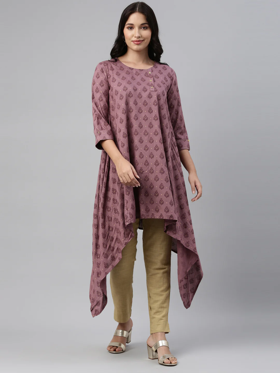 Neerus Onion Color Cotton Fabric Tunic - Image 7
