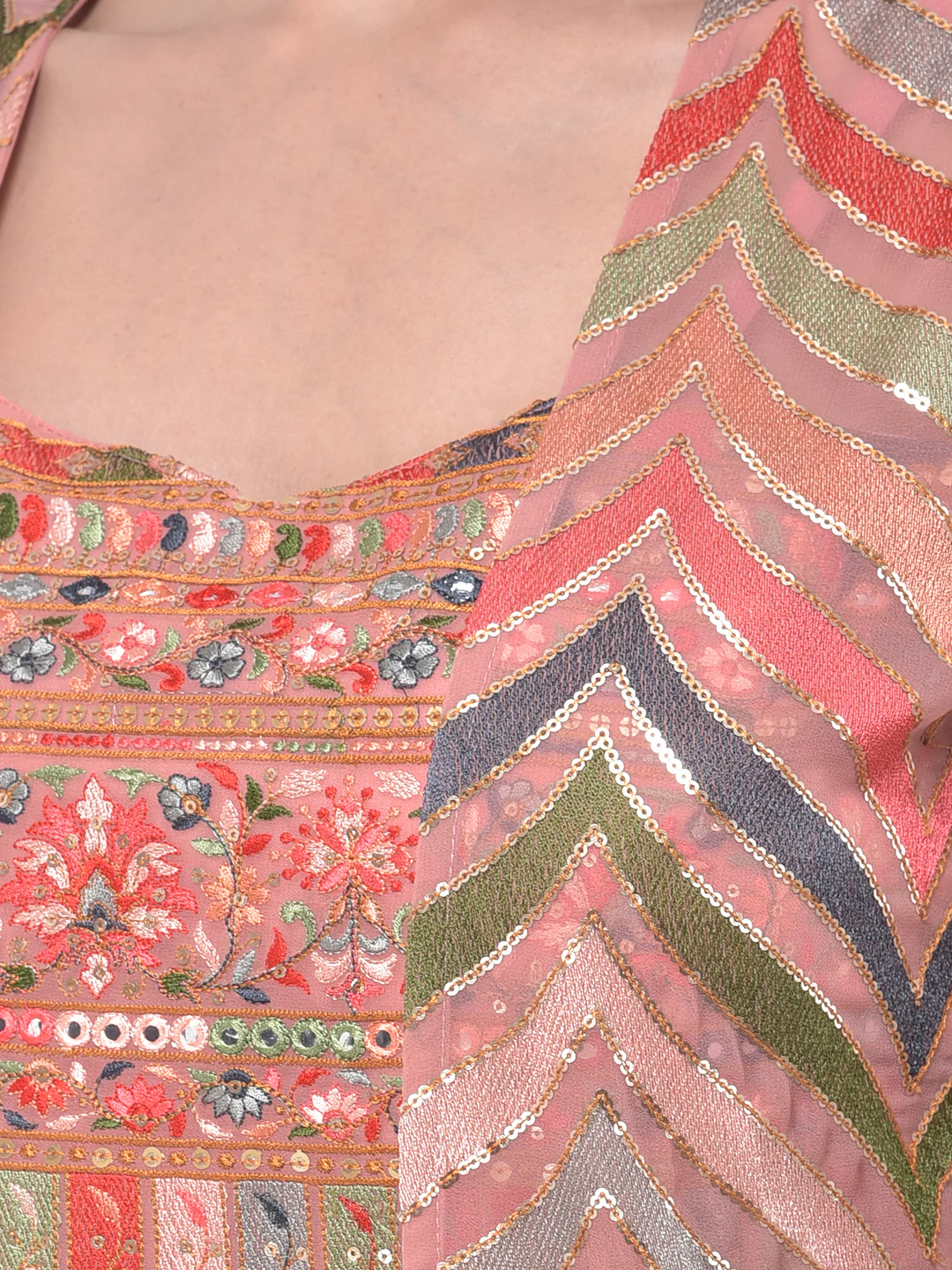 Neerus Onion Color Georgette Fabric Suit-Fusion - Image 5