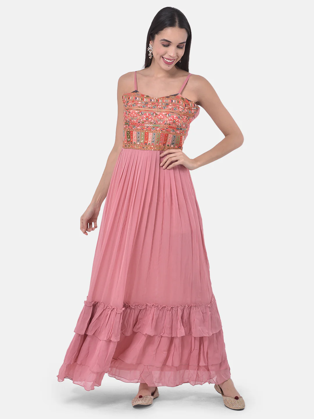 Neerus Onion Color Georgette Fabric Suit-Fusion - Image 6