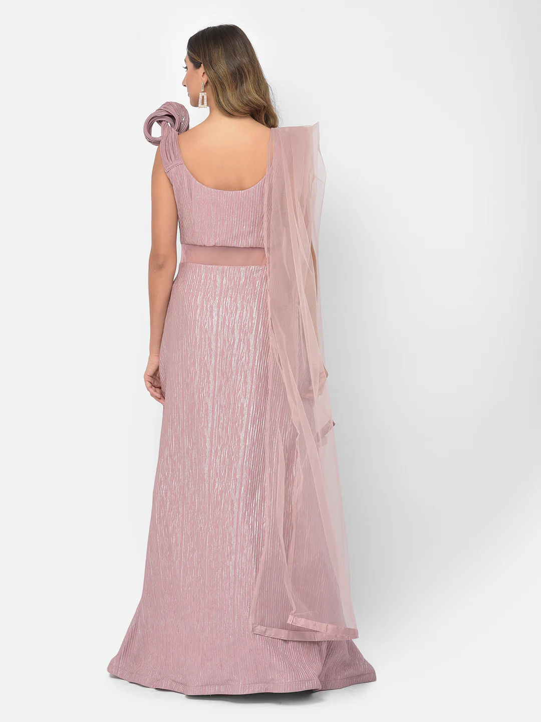 Neerus Onion Color Lycra Fabric Gown - Image 18