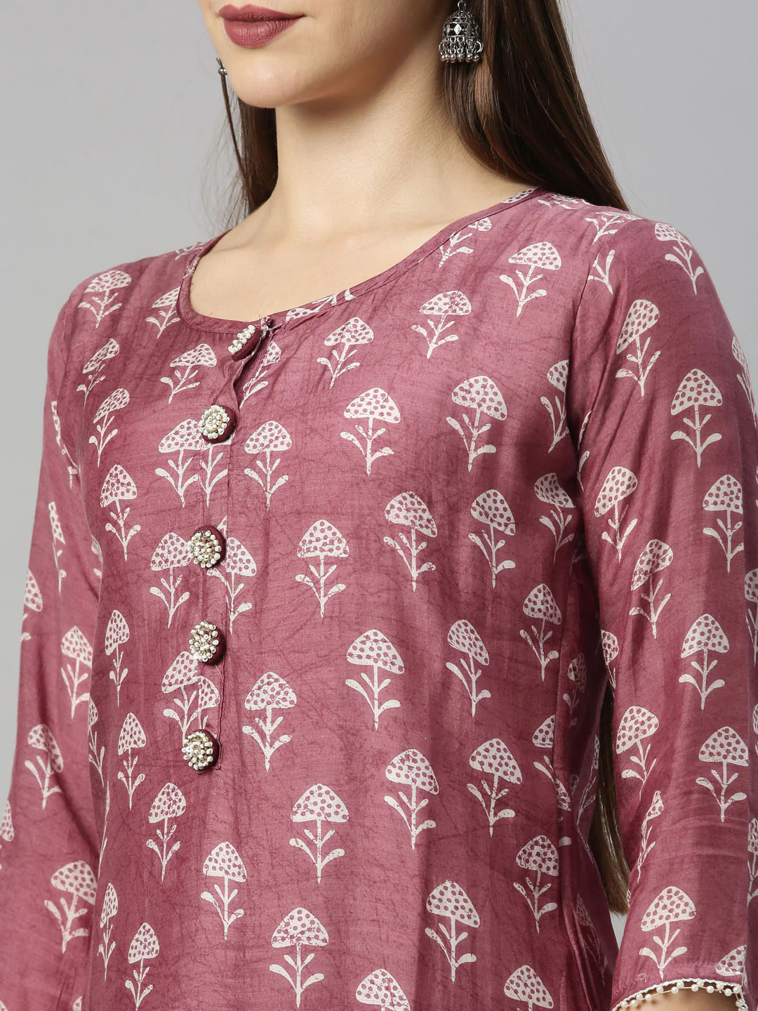 Neerus Onion Color Muslin Fabric Tunic - Image 10