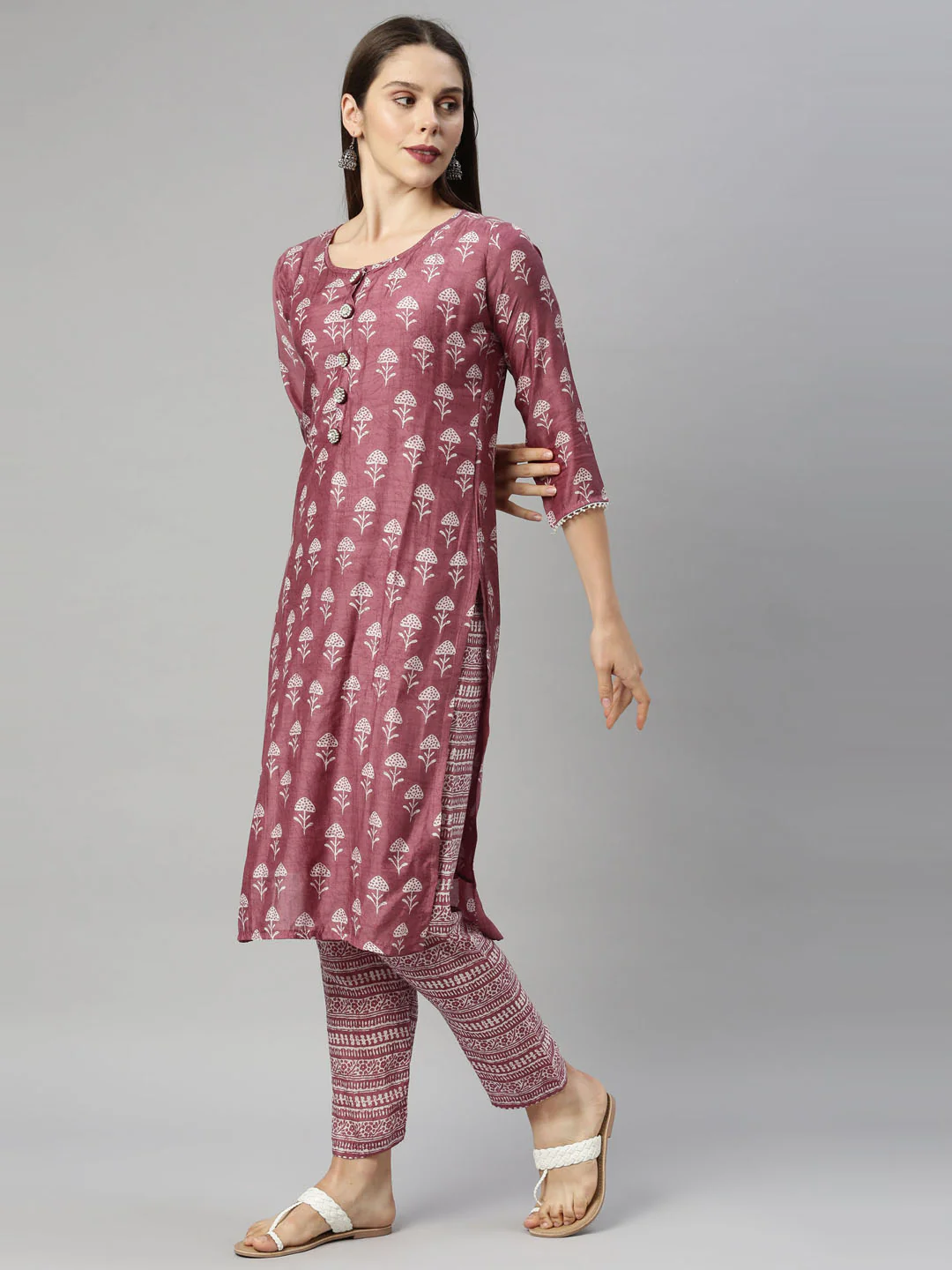 Neerus Onion Color Muslin Fabric Tunic - Image 5