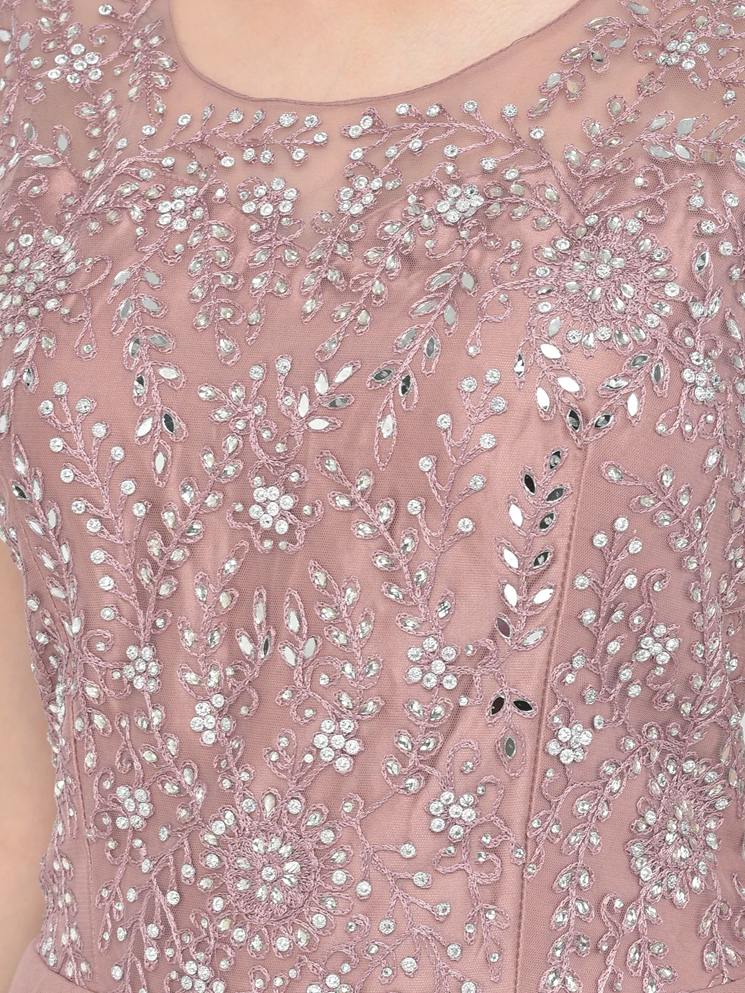 Neerus Onion Color Nett Fabric Gown - Image 6