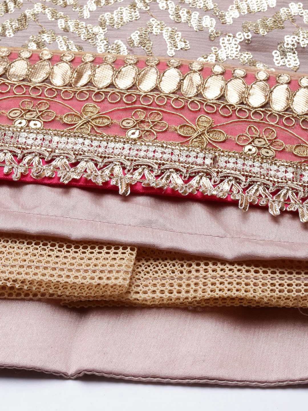 Neerus Onion Color Silk Fabric Ghagra Set - Image 3