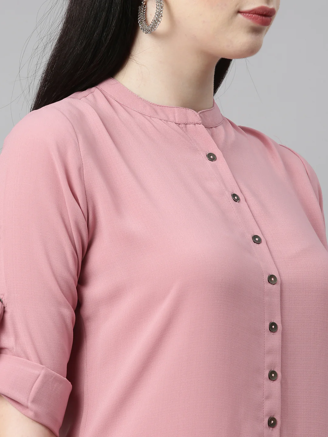 Neerus Onion Color Slub Rayon Fabric Kurta - Image 23