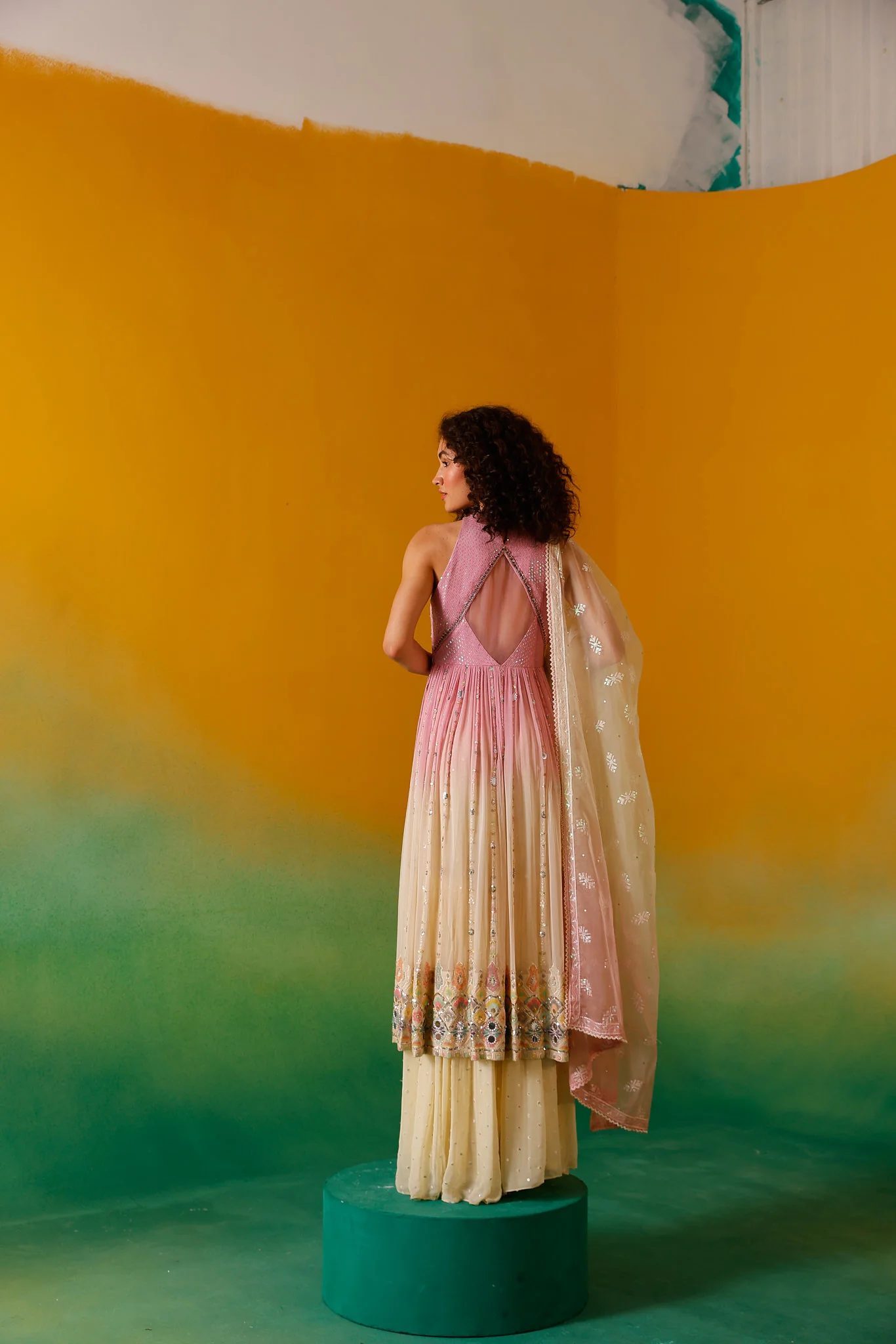 Neerus Onion Sequence work Chinon Fabric Anarkali Set - Image 16
