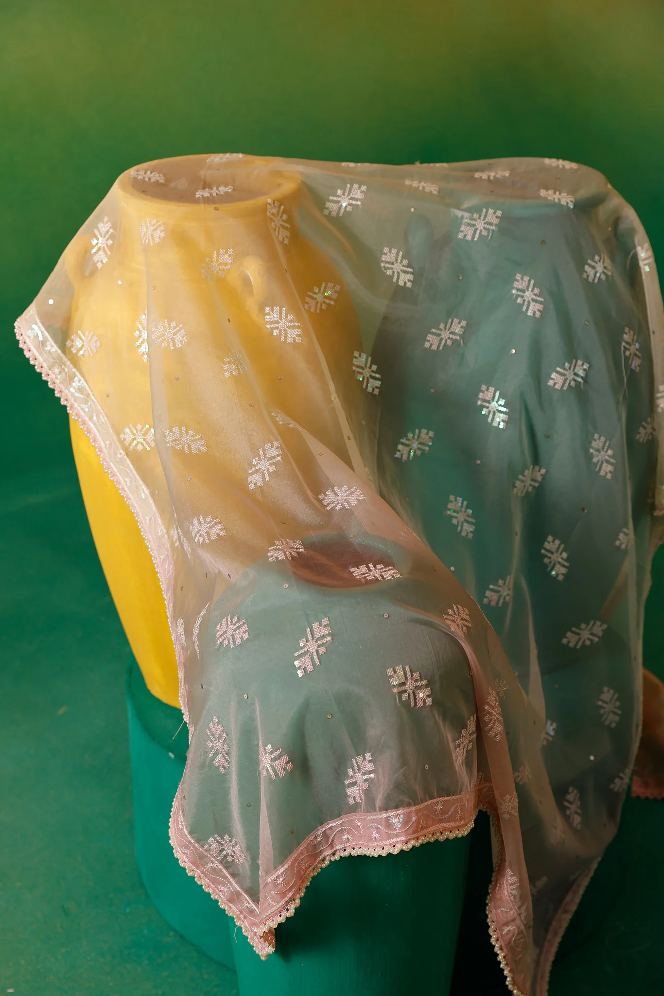Neerus Onion Sequence work Chinon Fabric Anarkali Set - Image 19
