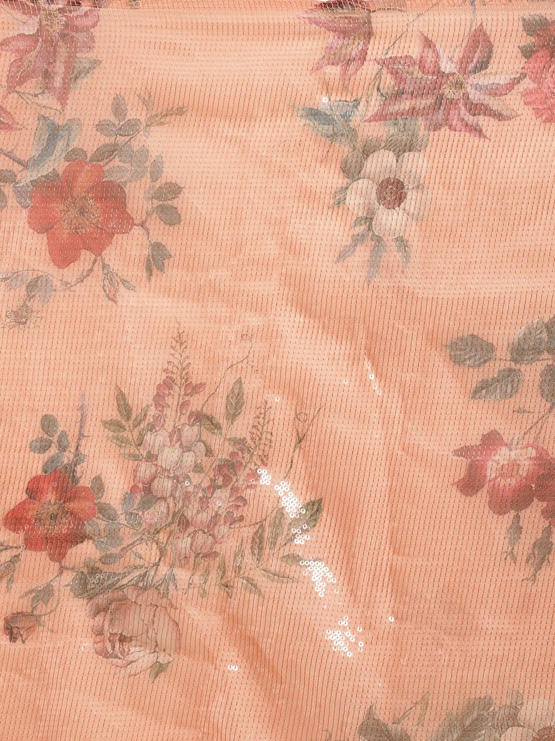 Neerus Orange Color Organza Fabric Saree - Image 3
