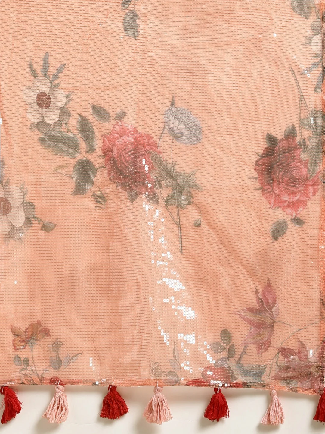 Neerus Orange Color Organza Fabric Saree - Image 4