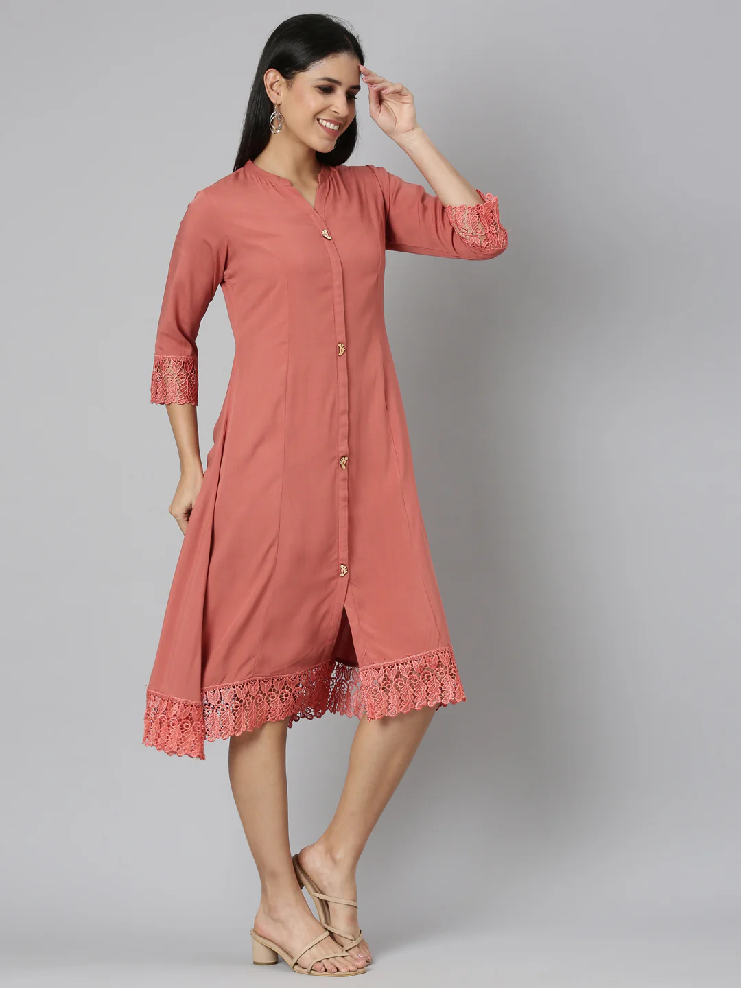 Neerus Orange Straight Casual Solid Straight Kurta - Image 2