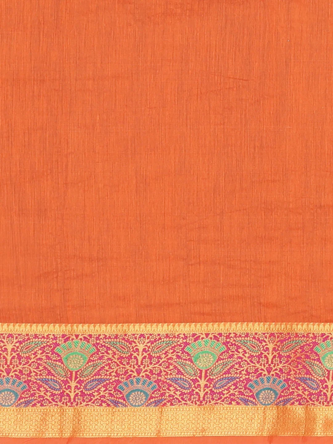 Neerus Orange Textured Saree With Blouse - Image 3
