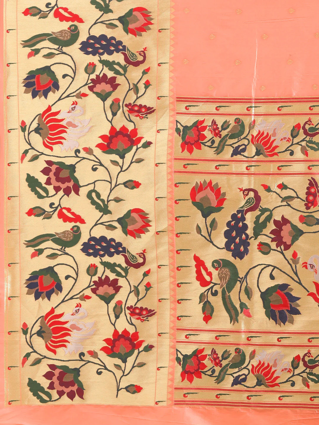 Neerus Peach Color Banaras Fabric Saree - Image 4
