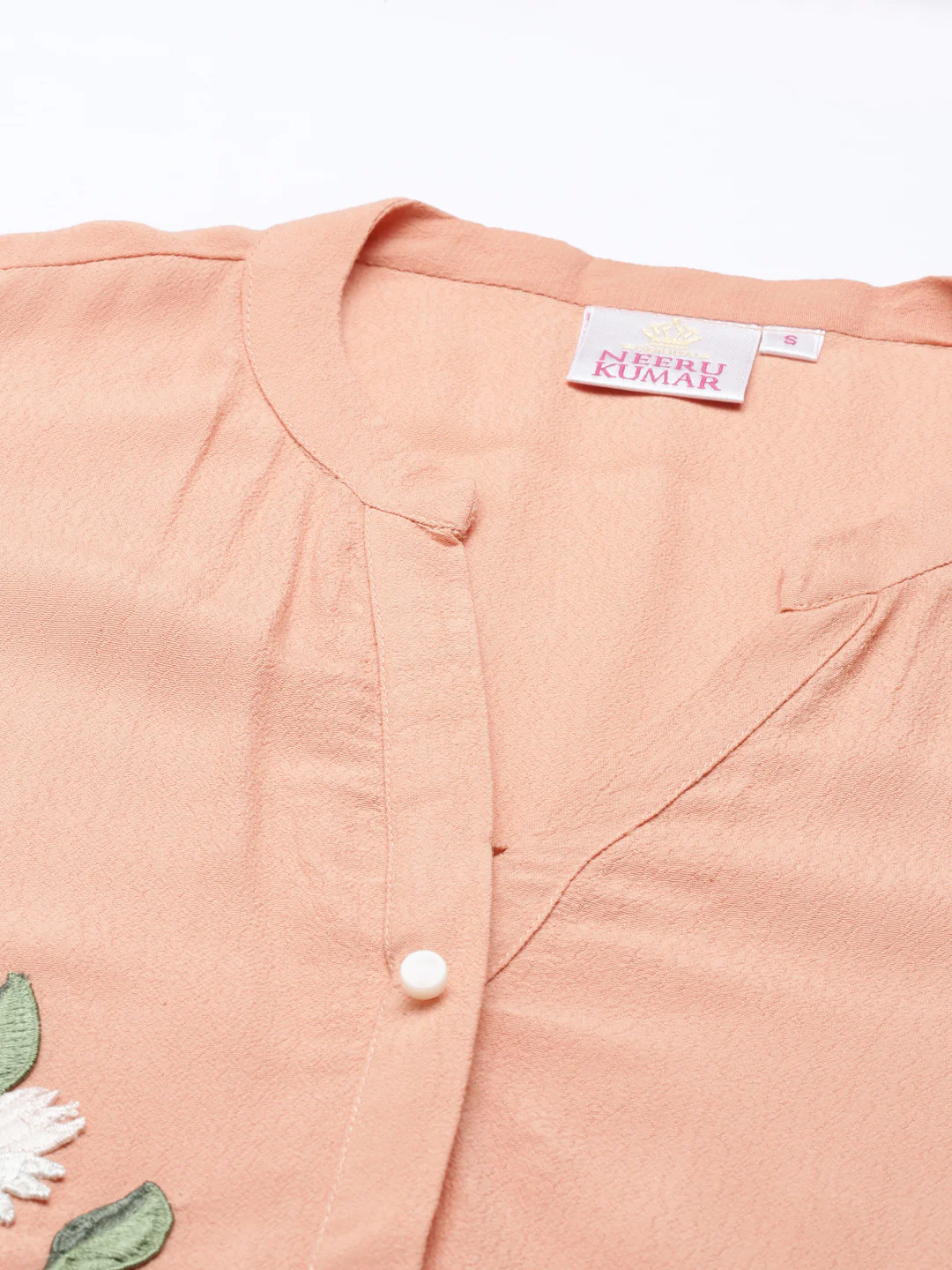 Neerus Peach Color Chiffon Fabric Kurta - Image 5