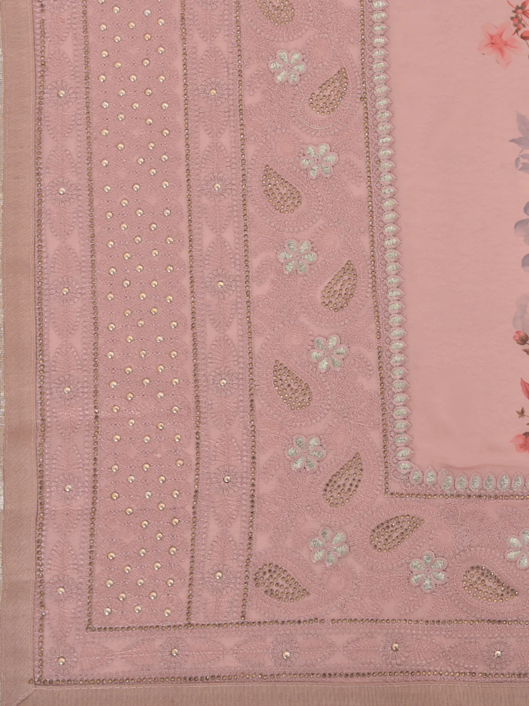 Neerus Peach Color Crepe Fabric Saree - Image 4